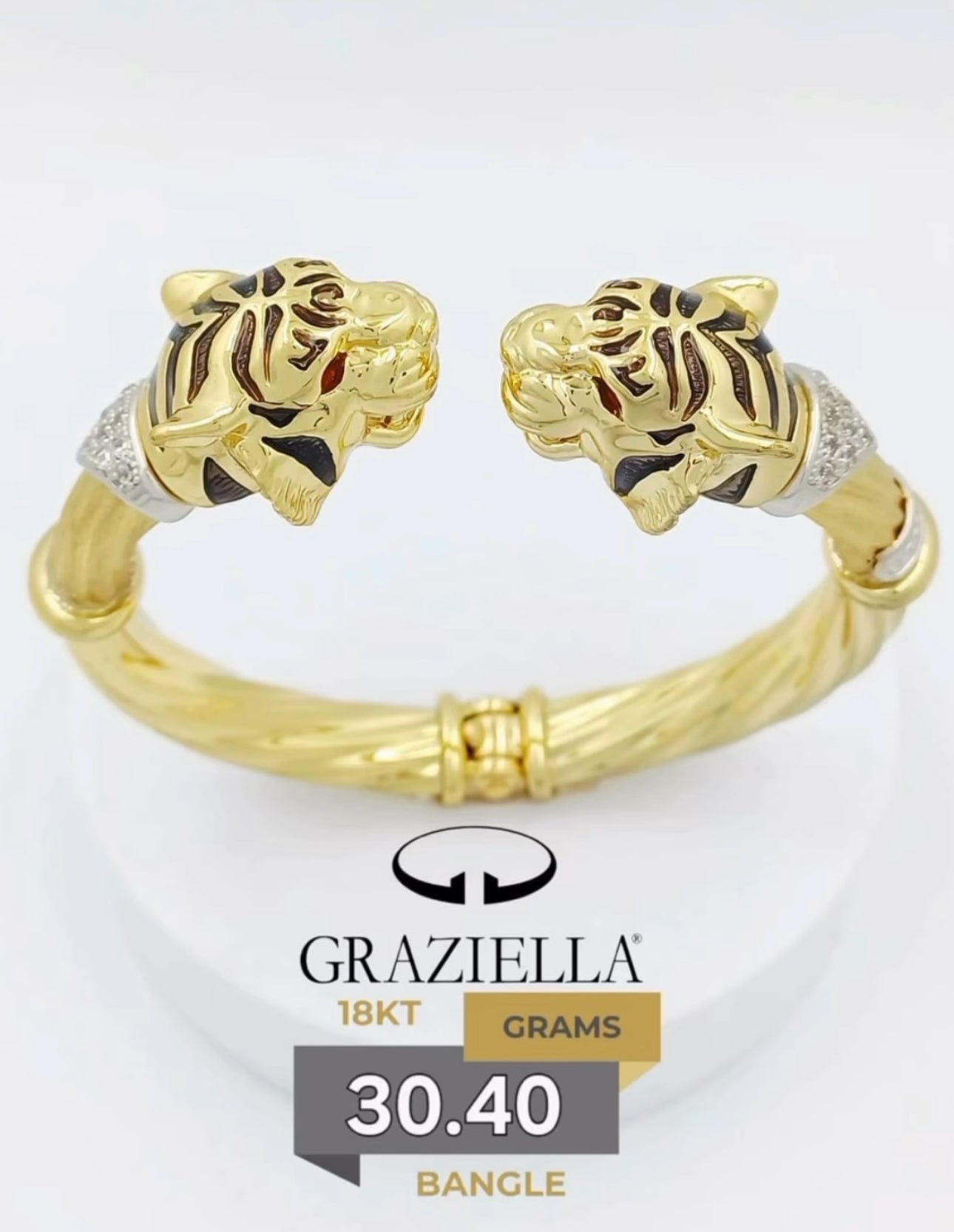 30.4Grams Graziella Bangle Bracelet 18Krarat Gold