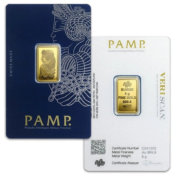 5Gram PAMP Suisse 24Karat Gold Bar