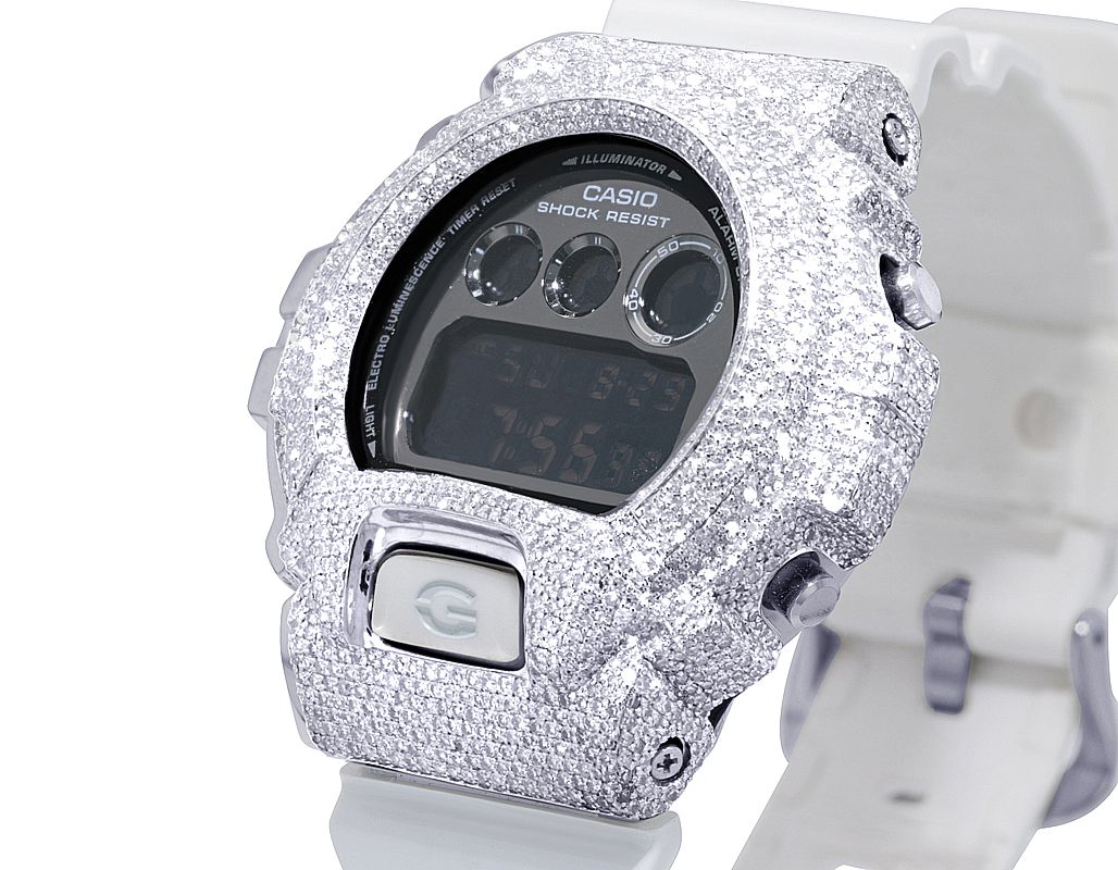 Casio G-Shock White 6900 Iced
Out Diamond Watch 9.9CT