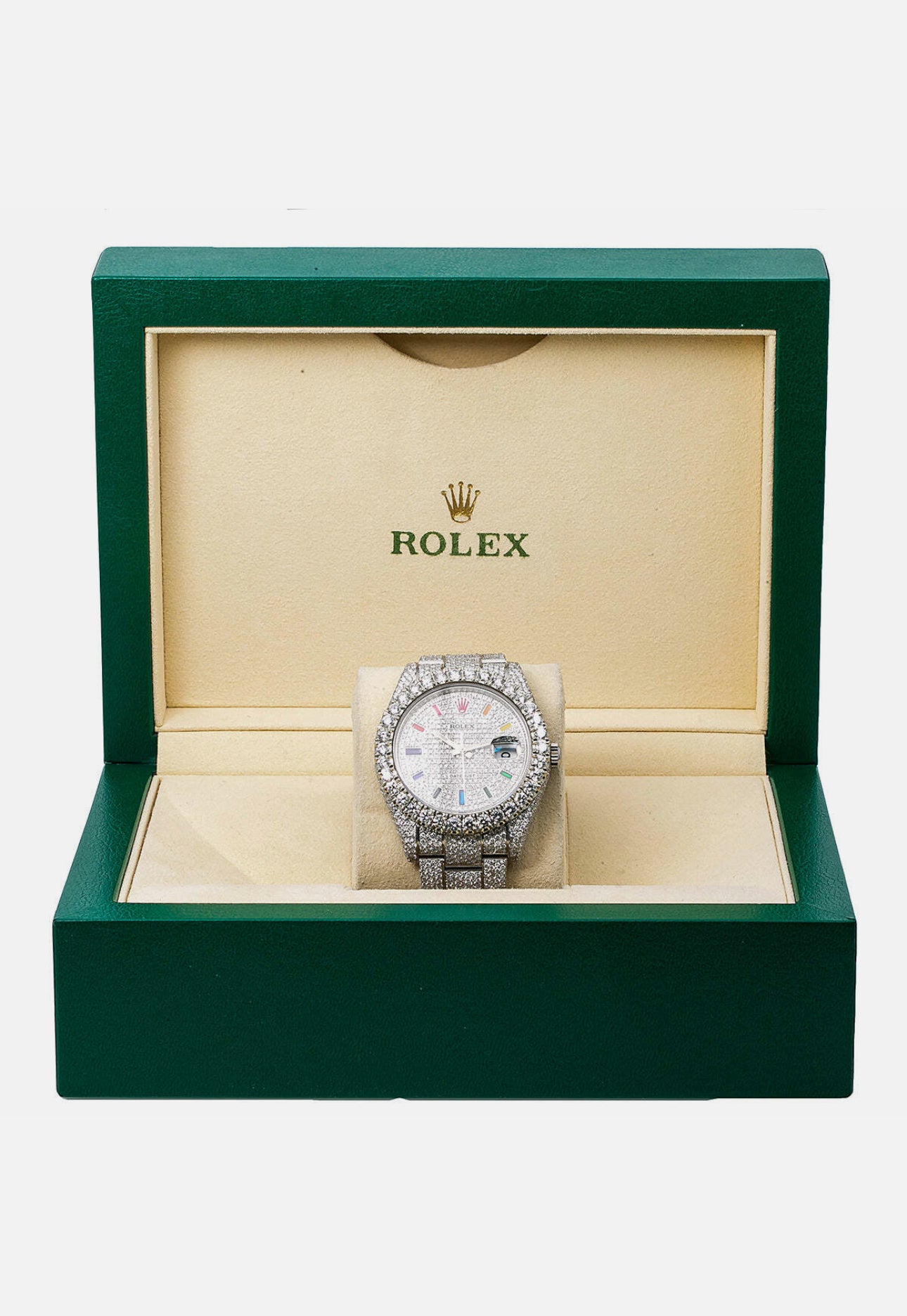 Rolex Datejust I| 41mm Fully Iced Out Rainbow Dial Steel Oyster - 116300