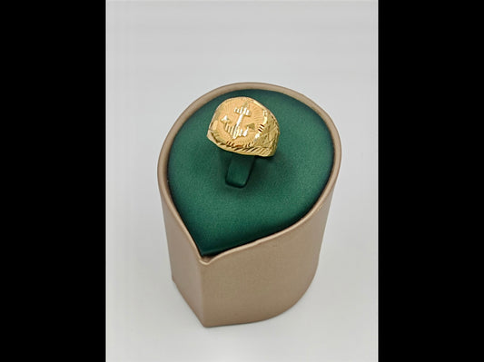 Anchor Round Men's Signet Ring 18Karat Gold
