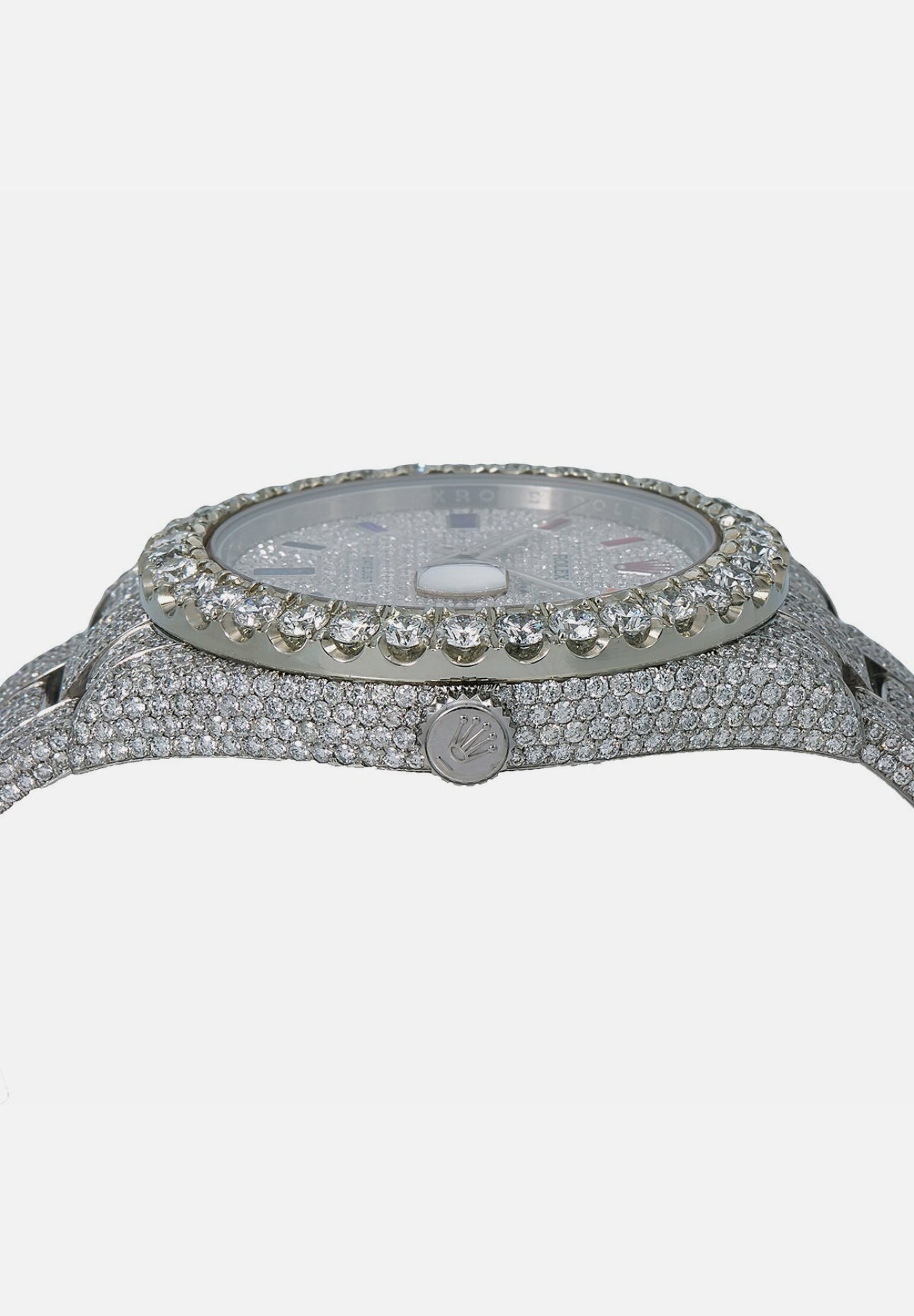 Rolex Datejust I| 41mm Fully Iced Out Rainbow Dial Steel Oyster - 116300