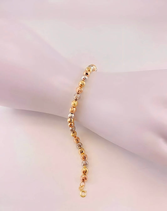 3.9Grams Tri-Color 18Karat Gold Beaded Bracelet