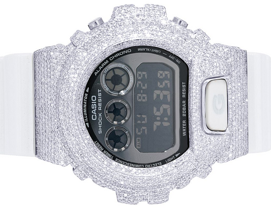 Casio G-Shock White 6900 Iced
Out Diamond Watch 9.9CT