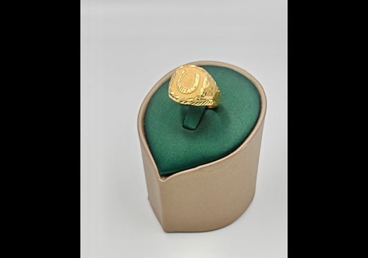 18Karat Solid Gold Men's Horseshoe Ring.