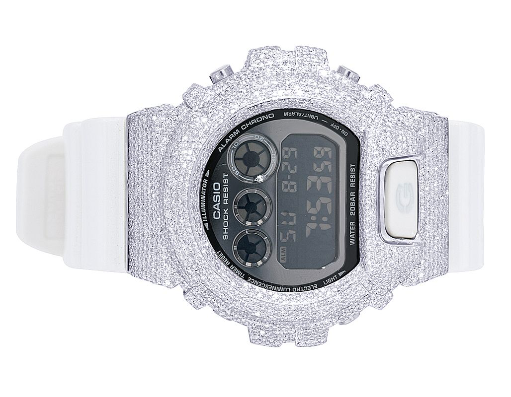 Casio G-Shock White 6900 Iced
Out Diamond Watch 9.9CT