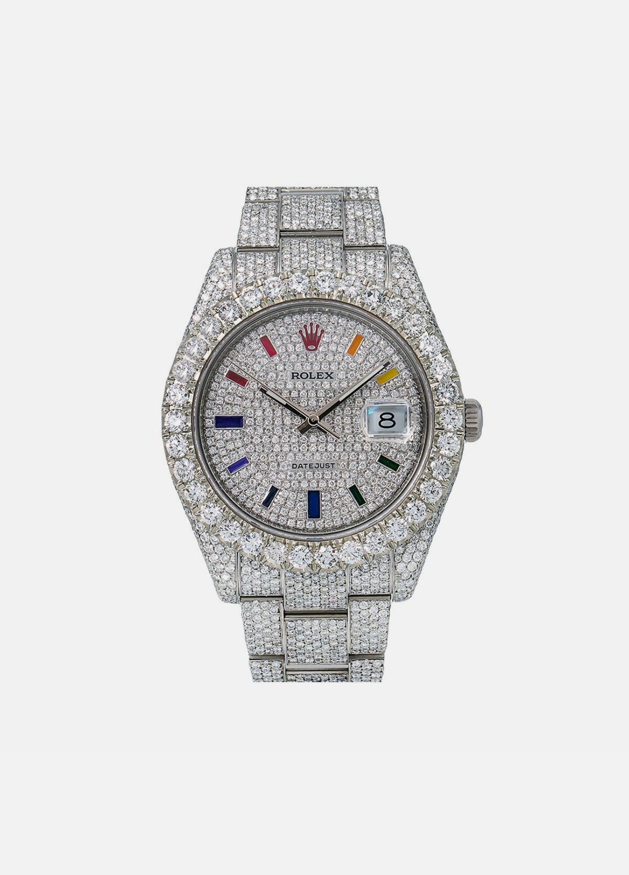 Rolex Datejust I| 41mm Fully Iced Out Rainbow Dial Steel Oyster - 116300