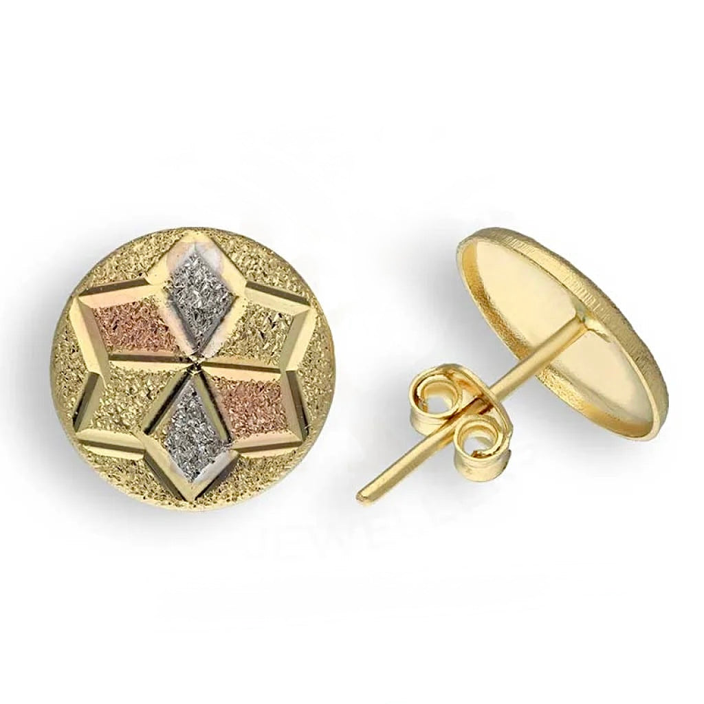 1.9Grams Tri Tone 18Karat Gold Round Shaped Stud Earrings
