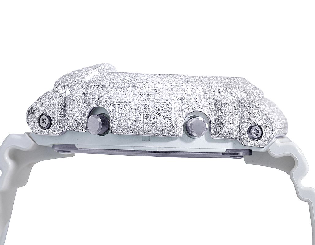 Casio G-Shock White 6900 Iced
Out Diamond Watch 9.9CT