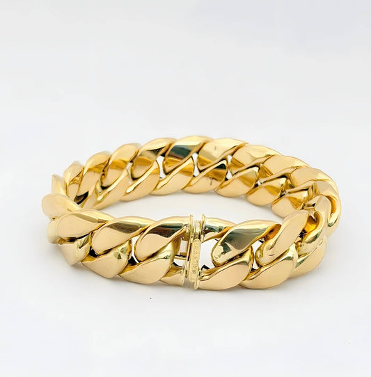 42.8Grams 18Karat Yellow Gold Miami Cuban Link Bracelet