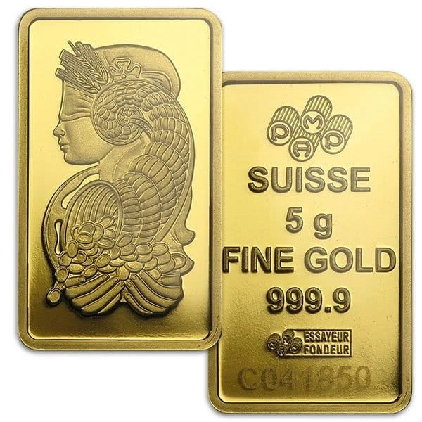 5Gram PAMP Suisse 24Karat Gold Bar